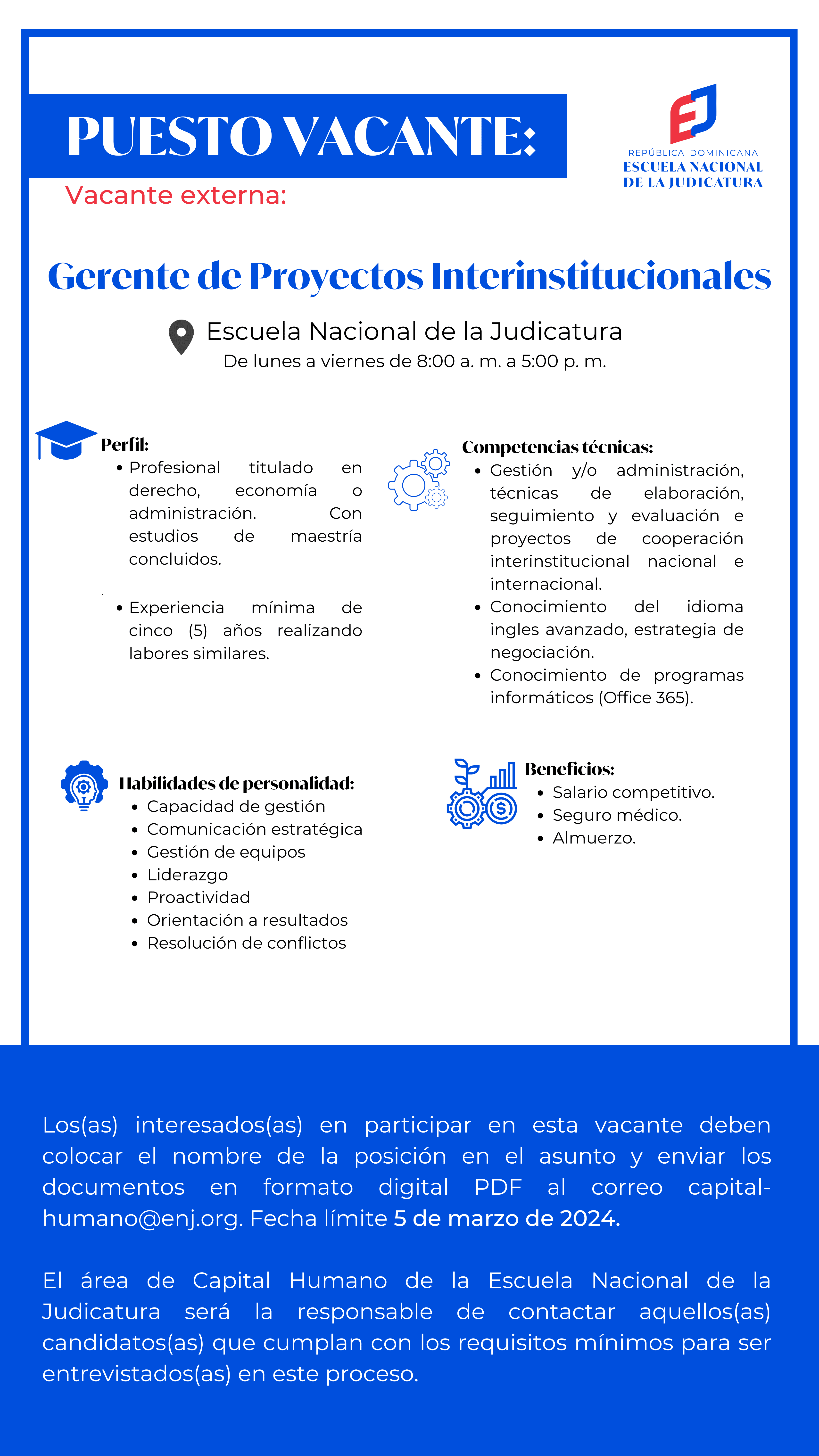 Vacante Gerente Proyectos Insterinstitucionales 1 1